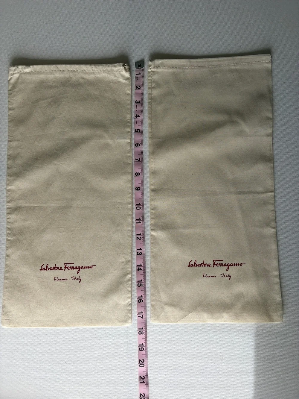 Salvatore Ferragamo Cream Pair of Logo Dust Bags